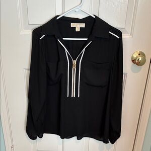 Michael Kors Black Blouse with White Trim
